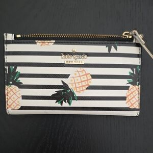 Kate Spade Black and White Striped Pineapple Pouch